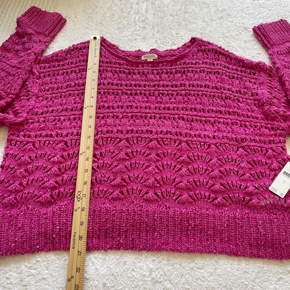 Anthropologie Pilcro Crochet Knit Sweater Women's Size S Pullover Pink Crop - Picture 12 of 12